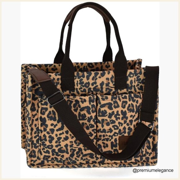 Handbags - Canvas Tote Bag with Adjustable Strap Multiple Pockets Large Capacity Hobo